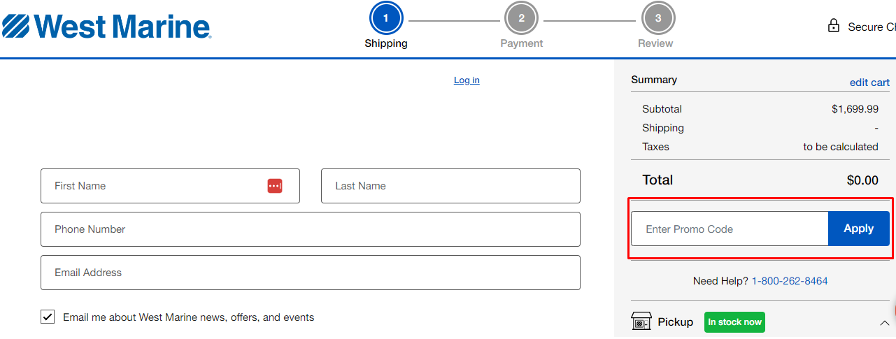 How do I use my West Marine promo code?
