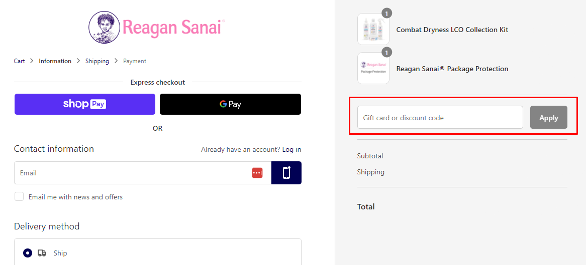 How do I use my Reagan Sanai discount code?