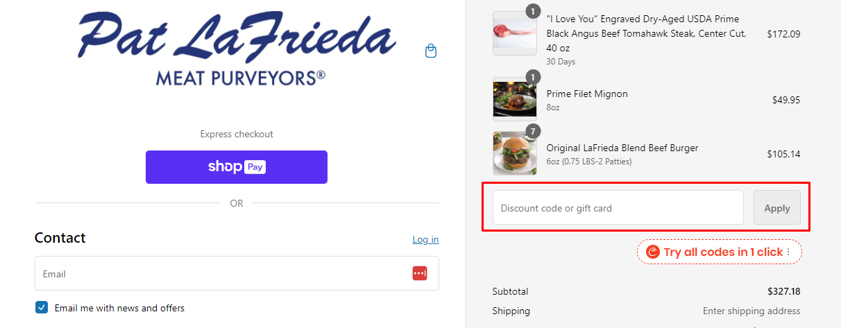How do I use my Pat LaFrieda Meat discount code?