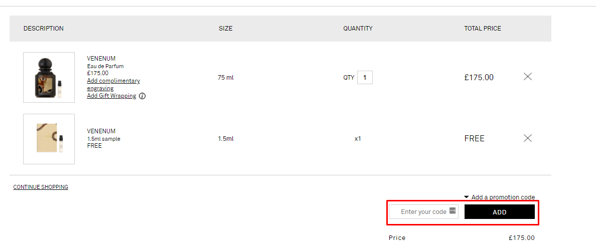 How do I use my L'Artisan Parfumeur promotional code?