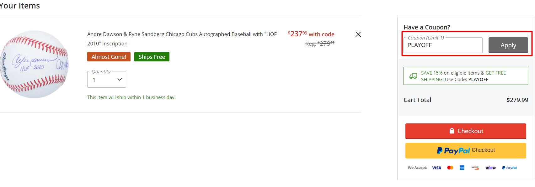 How do I use my SportsMemorabilia coupon code?
