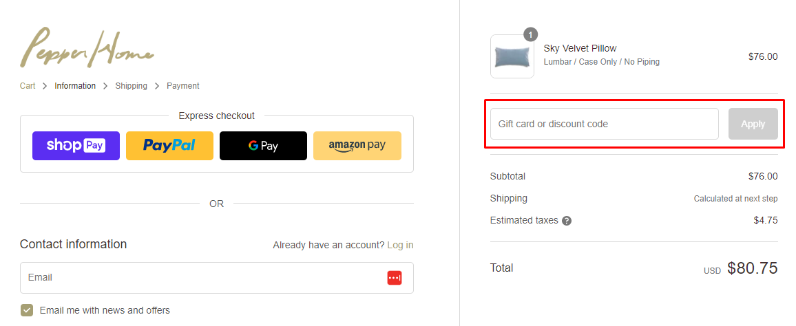 How do I use my Pepper Home discount code?