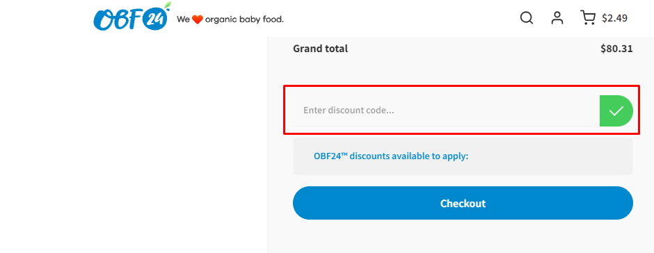 How do I use my Organic Babyfood 24 discount code?