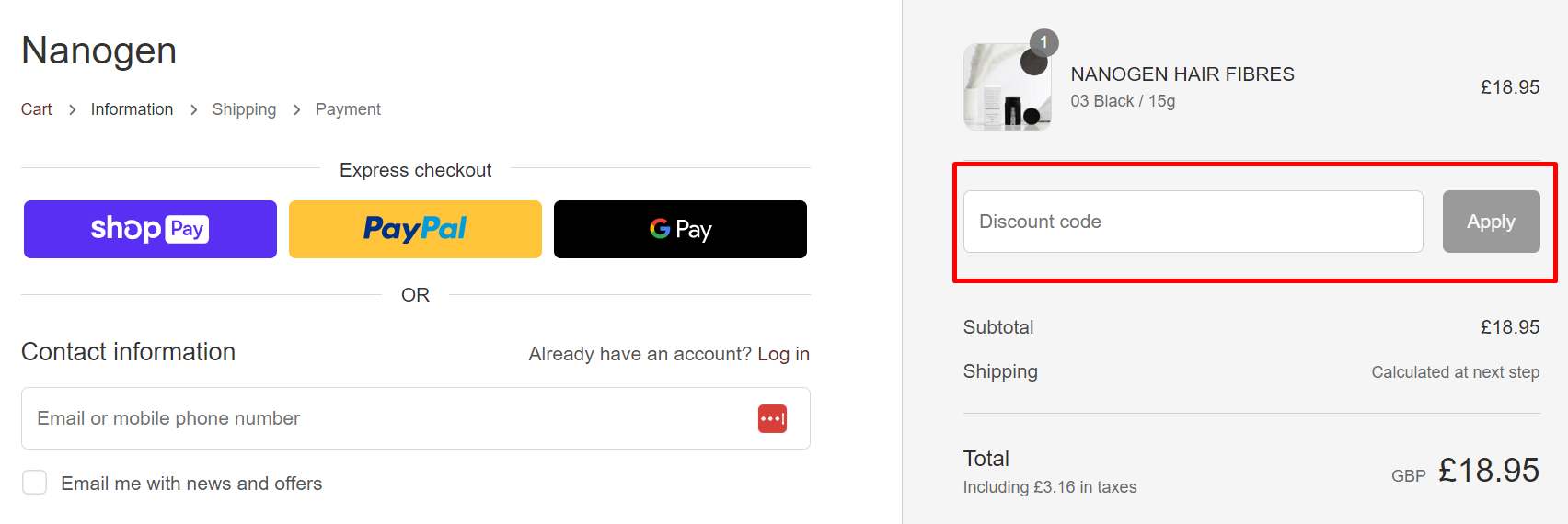 How do I use my Nanogen discount code?