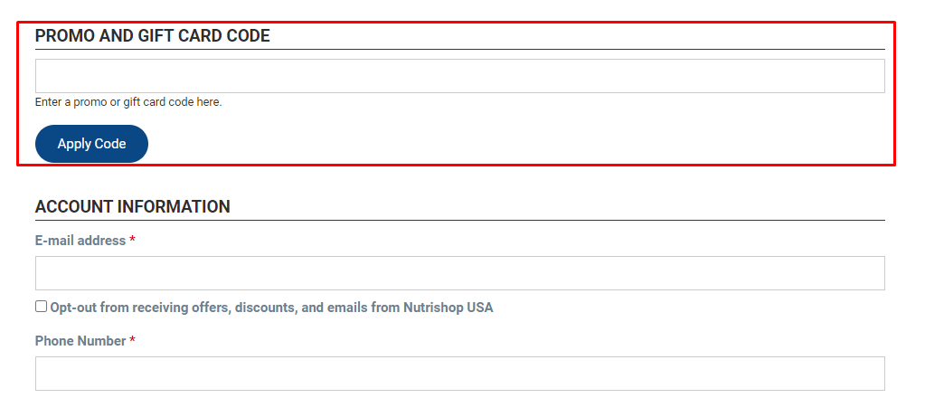 How do I use my Nutrishop promo code?