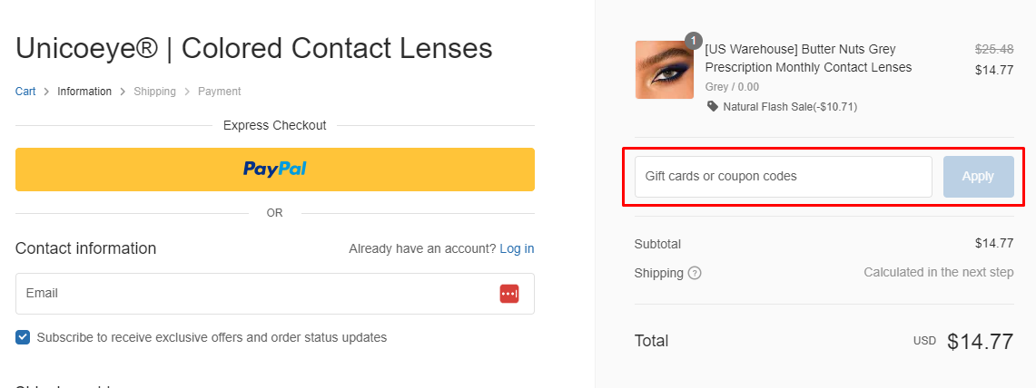 How do I use my Unicoeye discount code?