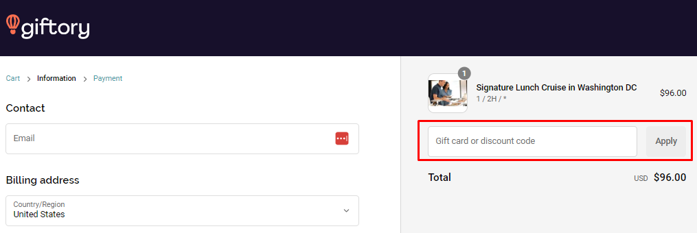 How do I use my Giftory discount code?