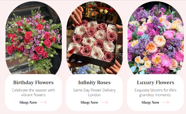 An example of a few bouquet categories you can save on with a Flower Station discount code 
