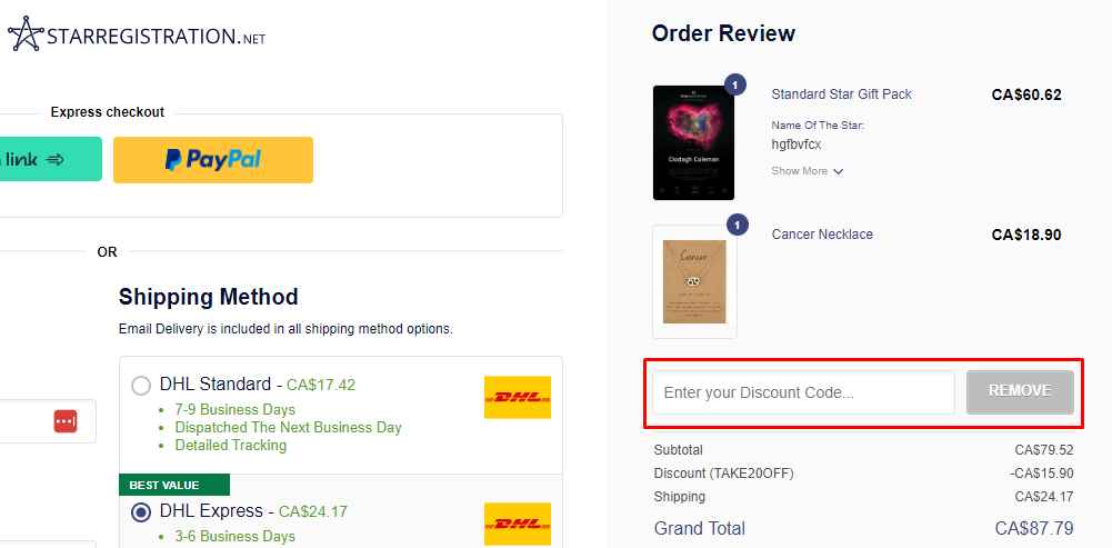 How do I use my STARREGISTRATION discount code?