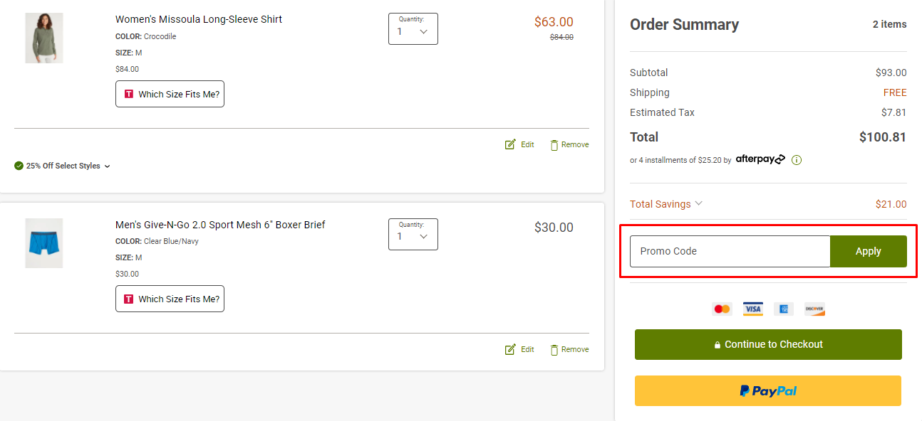How do I use my ExOfficio discount code?