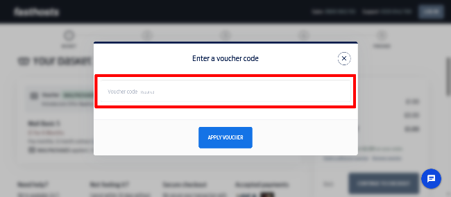 second step to redeeming your Fasthosts discount voucher