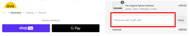 discount voucher ccode box for redeeming unique codes