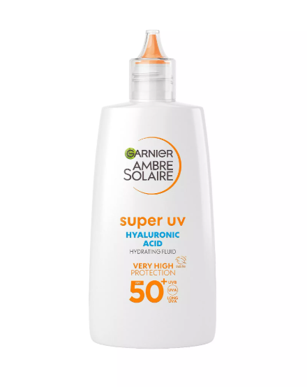 Basic skincare routine: A bottle of Garnier Ambre Solaire Anti-Dark Spots & Anti-Pollution Super UV Protection Fluid