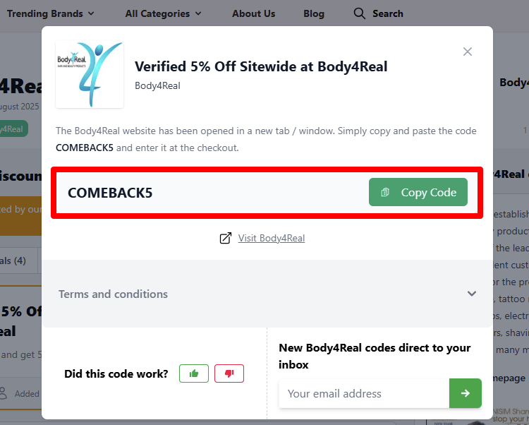 Copy your code to get a discount when you shop 