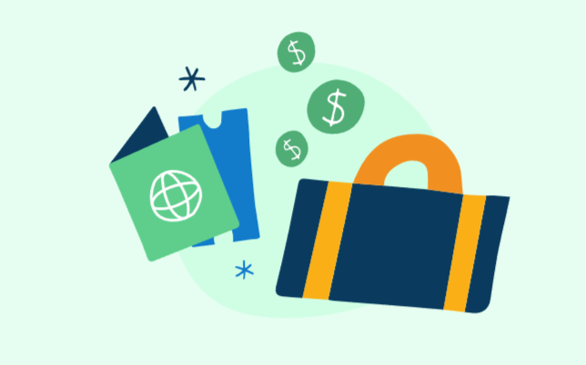 Ein Grafik die Dollar-Symbole, eine Tasche und Dokumente Abbildet