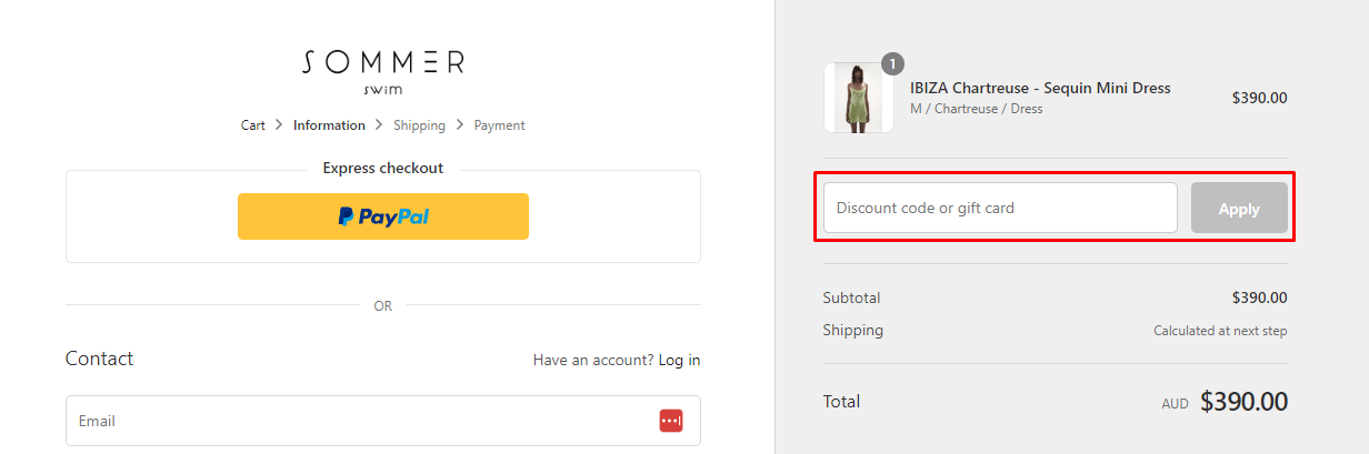 How do I use my Sommer Swim discount code?