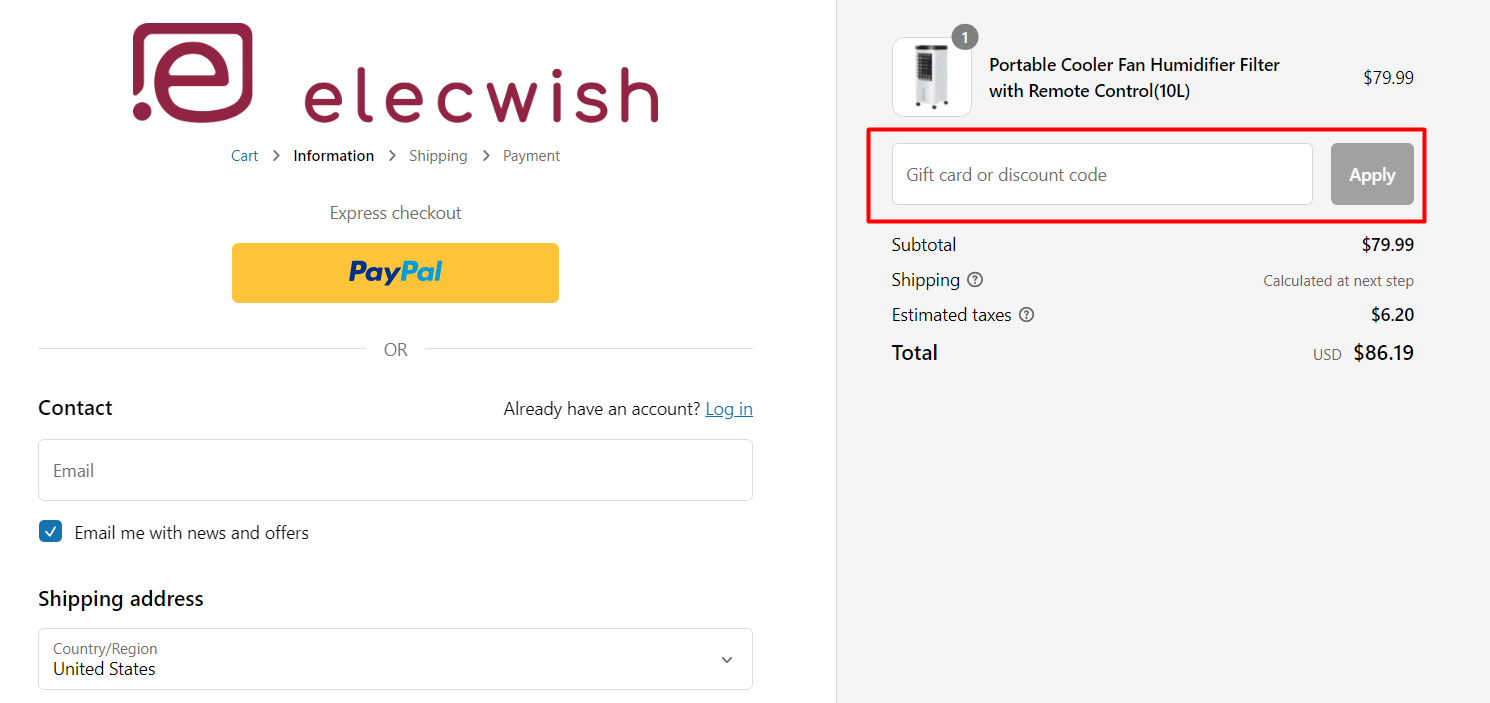 How do I use my Elecwish discount code?