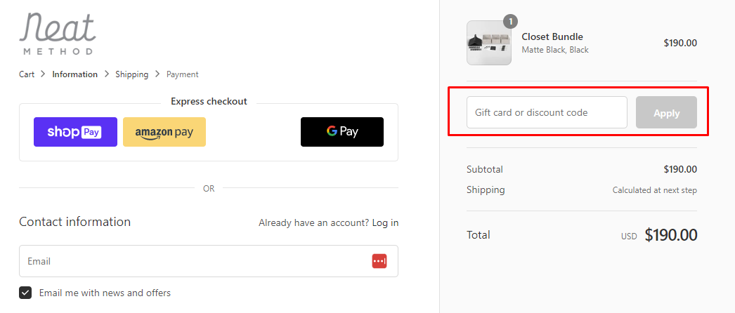 How do I use my Neat Method discount code?