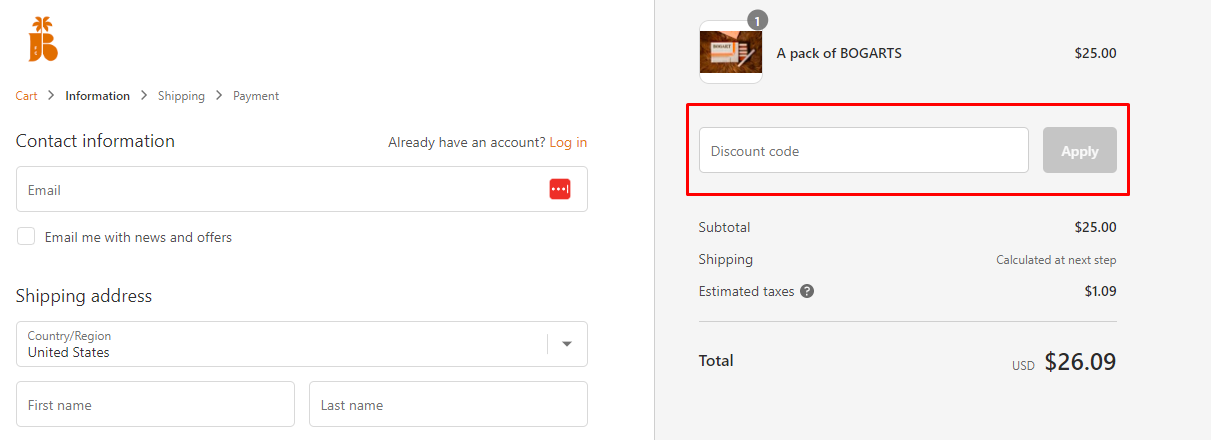 How do I use my Bogarts discount code?