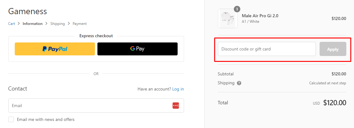 How do I use my Gameness discount code?
