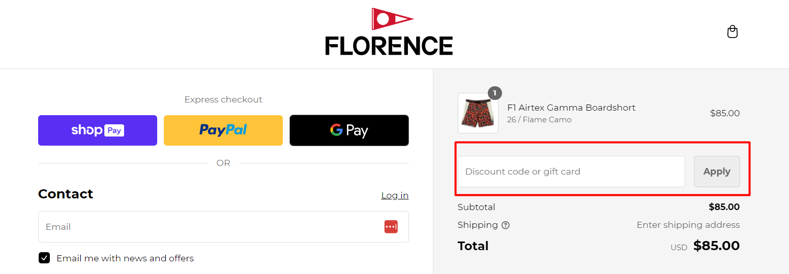 How do I use my Florence Marine X discount code?