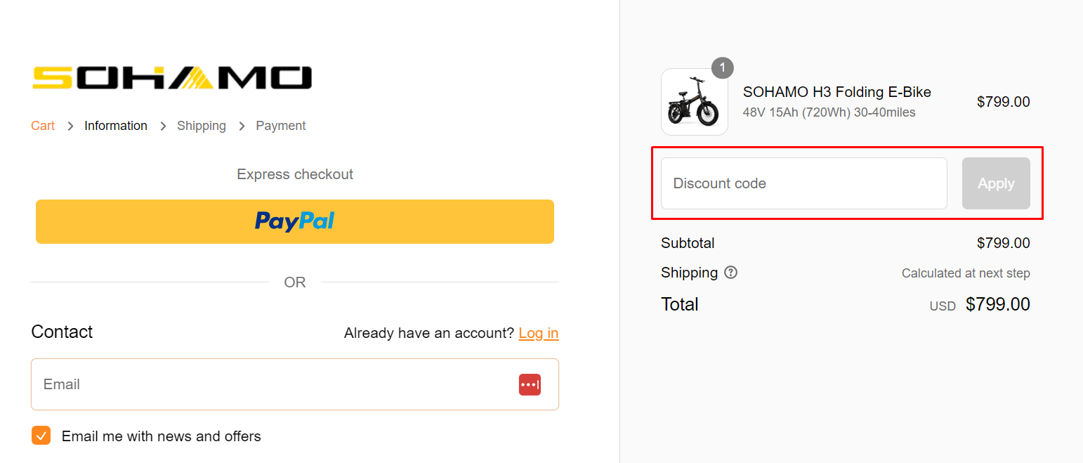 How do I use my SOHAMO discount code?