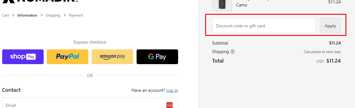 How do I use my Nomadik discount code?