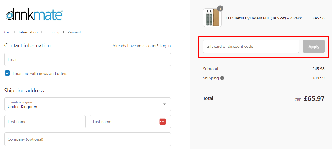 How do I use my Drinkmate discount code?