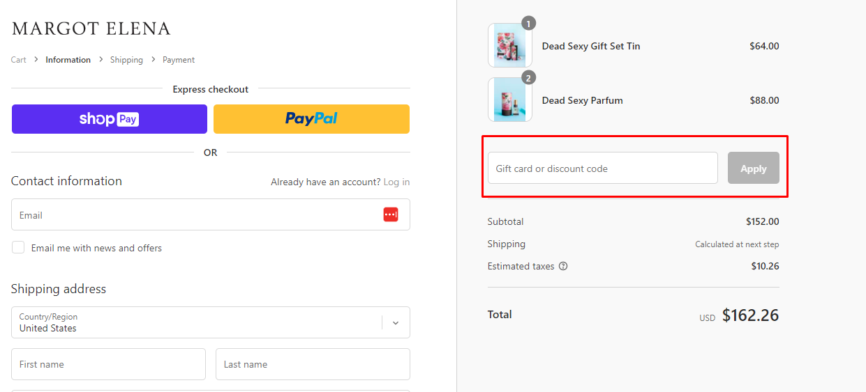 How do I use my Margot Elena discount code?