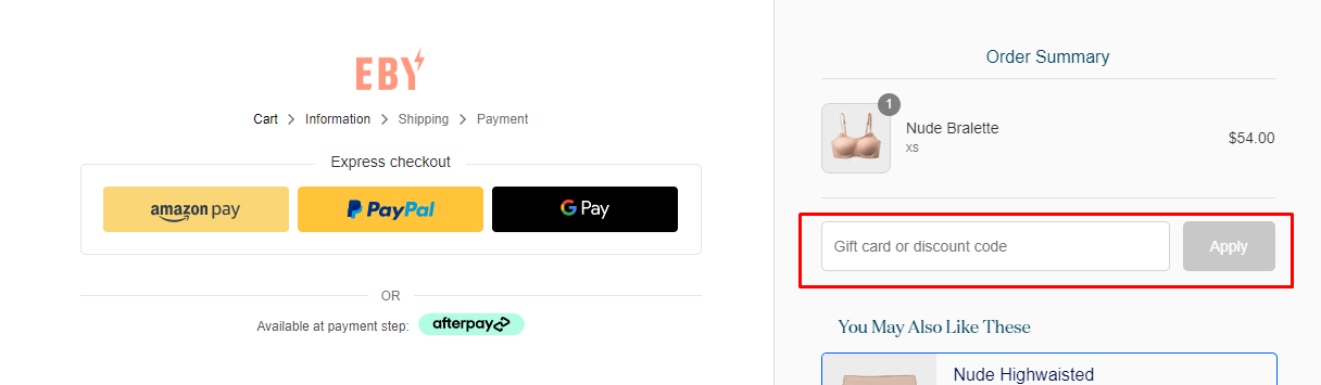 How do I use my EBY discount code?