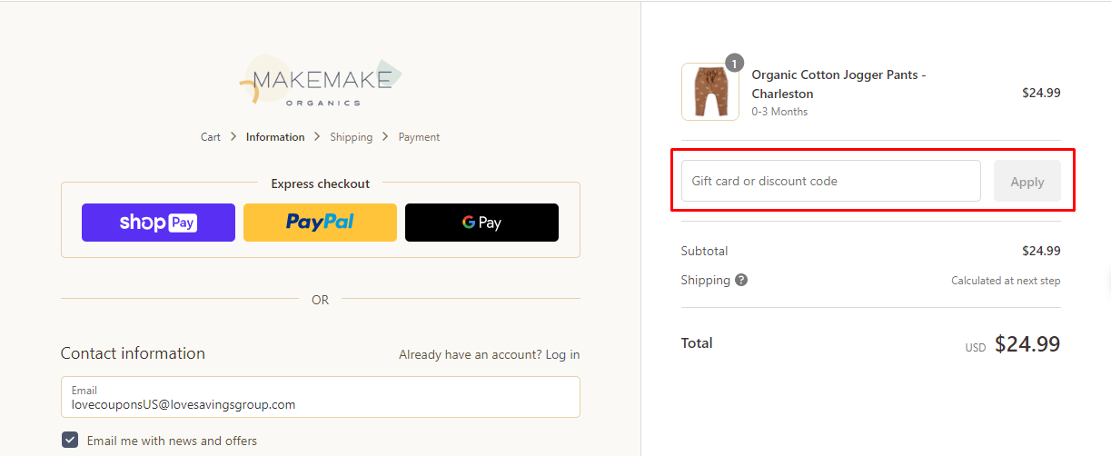 How do I use my Makemake Organics discount code?