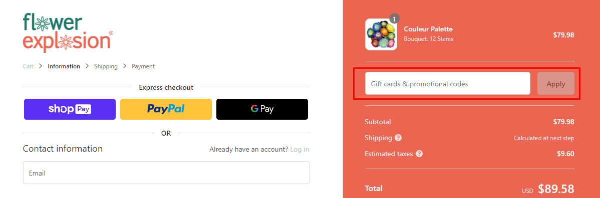 How do I use my Flower Explosion promo code?