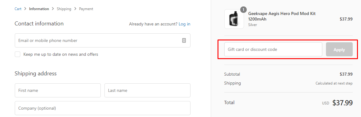 How do I use my Geekvape discount code?