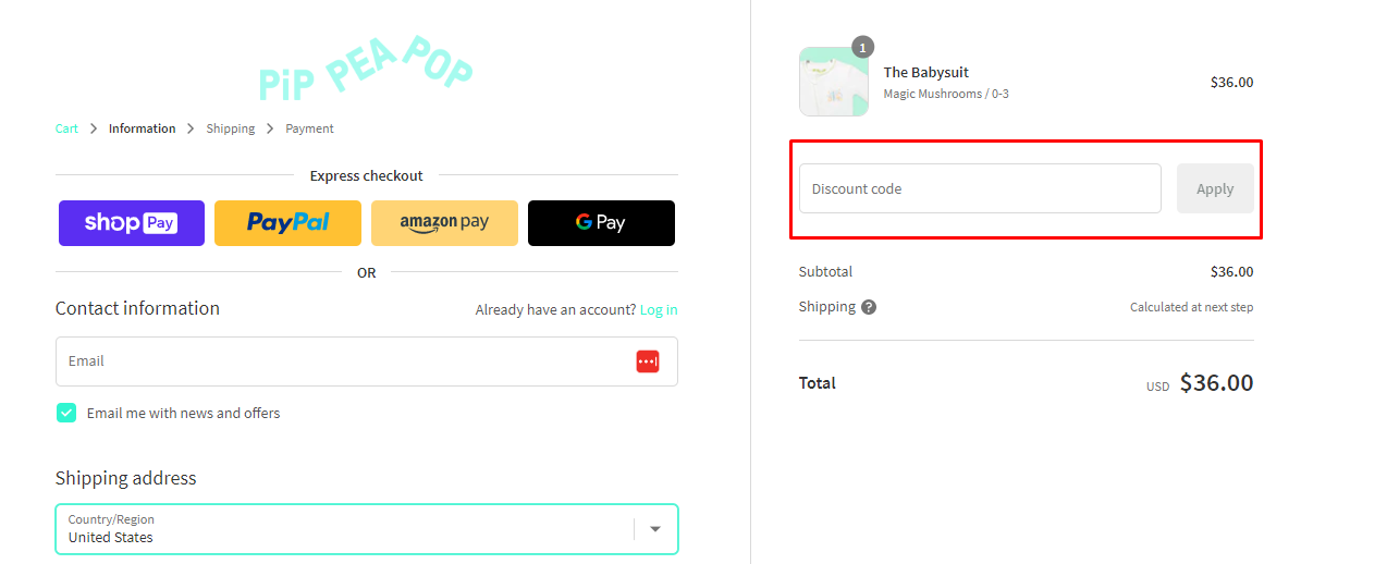 How do I use my PIP PEA POP discount code?