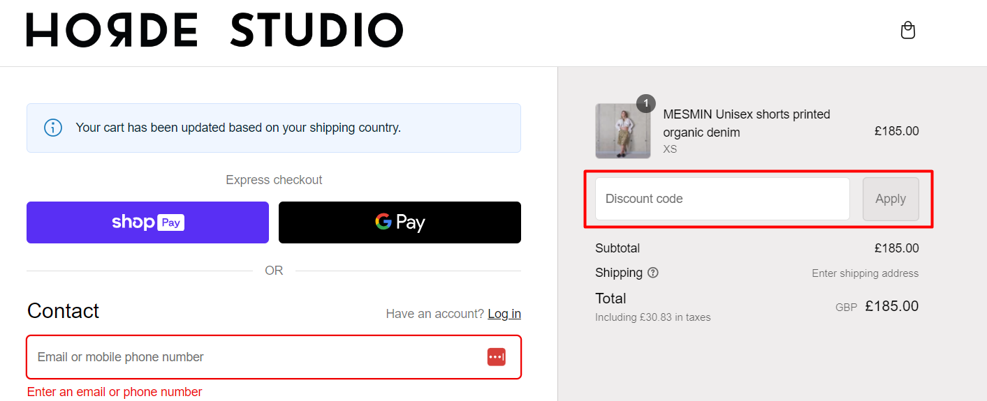 How do I use my HORDE STUDIO discount code?