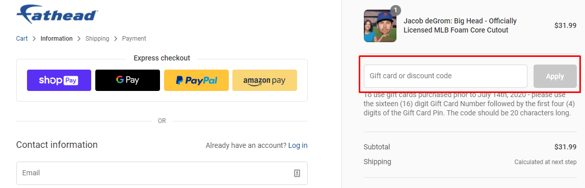 How do I use my Fathead discount code?