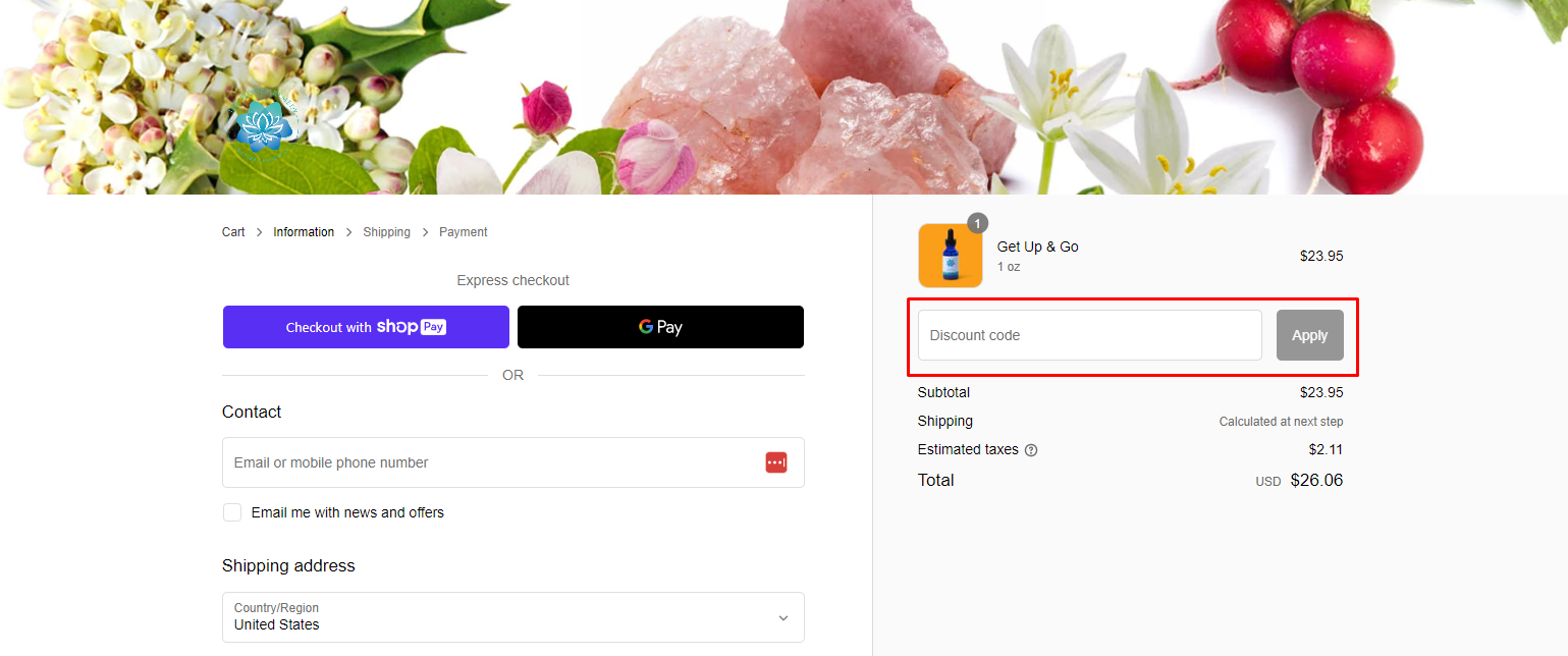 How do I use my The Flower Remedies discount code?