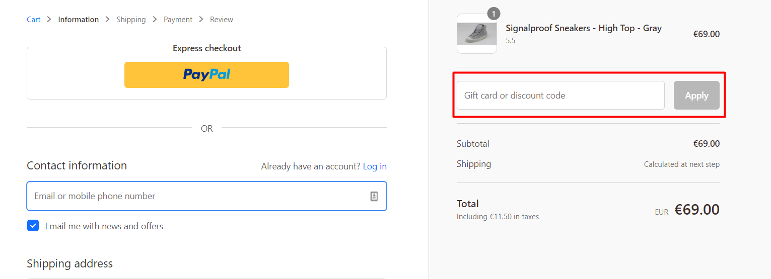 How do I use my Shield Apparel discount code?