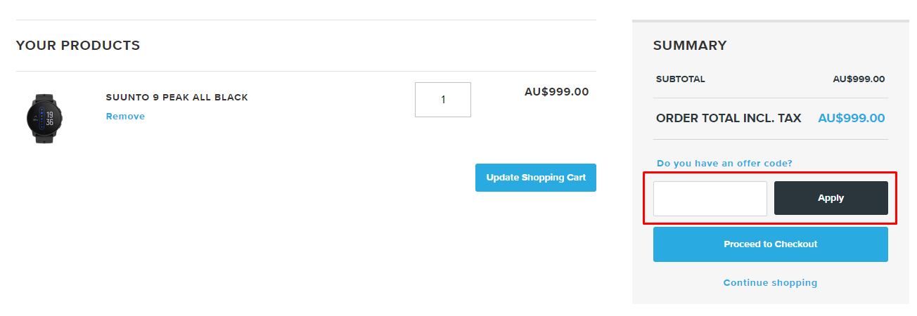 How do I use my Suunto offer code?