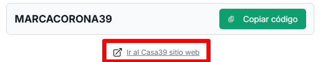 enlace en recuadro para ir al sitio web de casa39