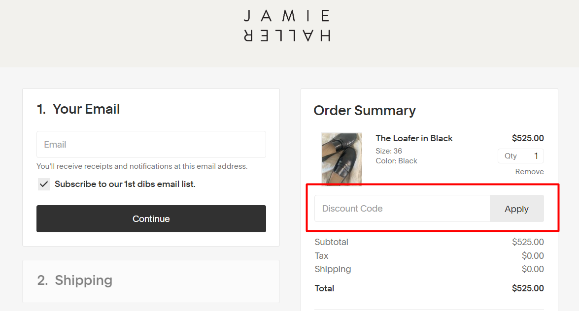 How do I use my Jamie Haller discount code?
