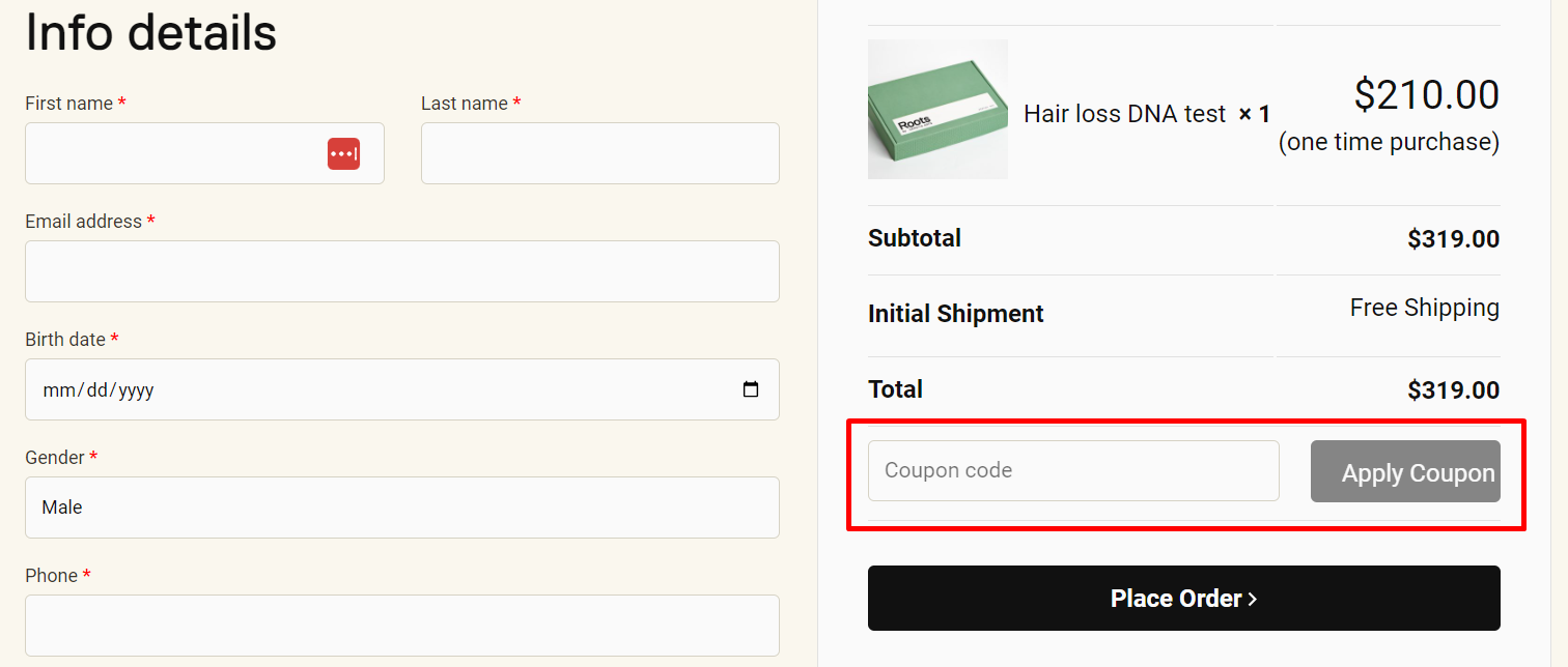 How do I use my Roots by Genetic Arts coupon code?