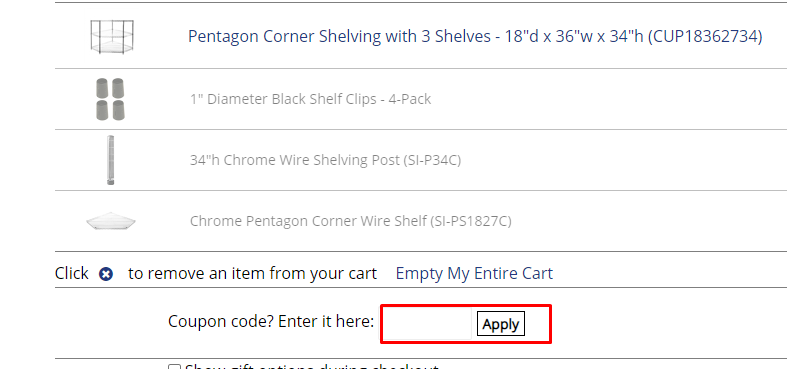 How do I use my Shelving.com coupon code?