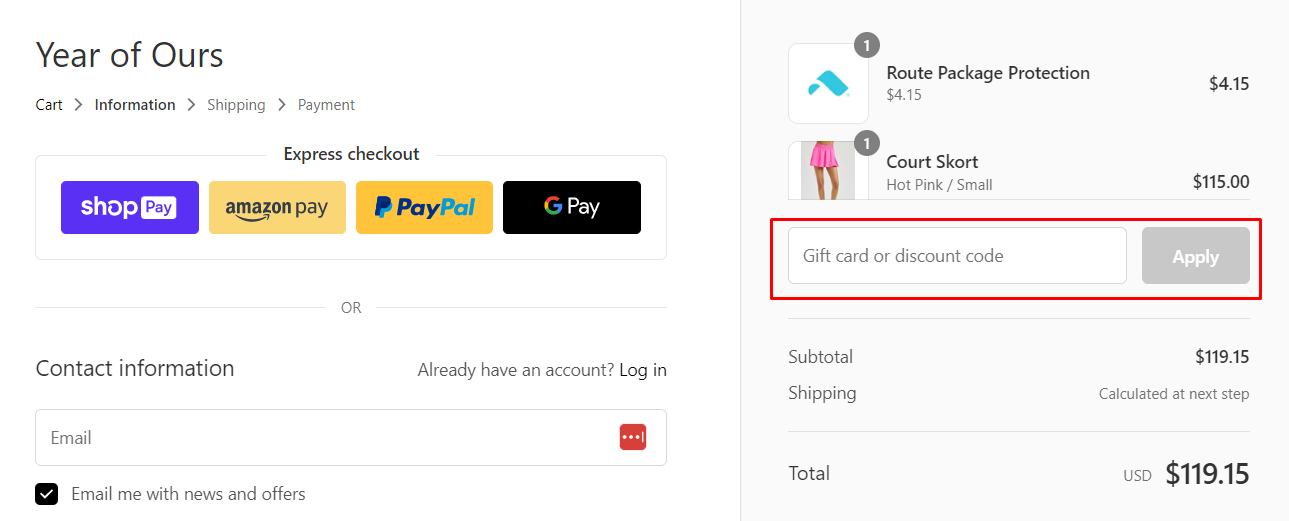 How do I use my Year of Ours discount code?