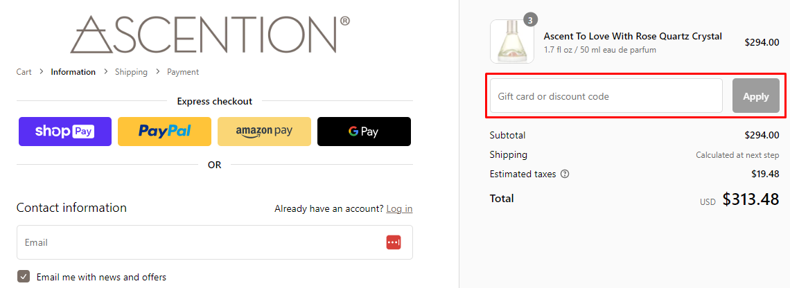 How do I use my Ascention Beauty Co. discount code?
