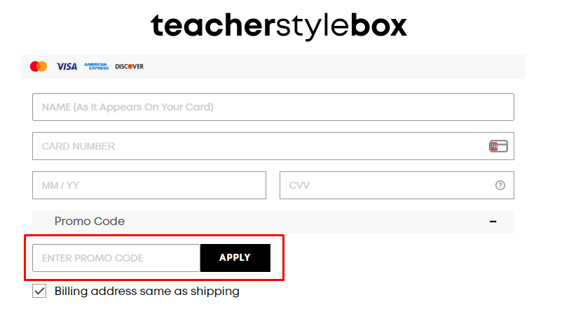 How do I use my Teacher Style Box promo code?