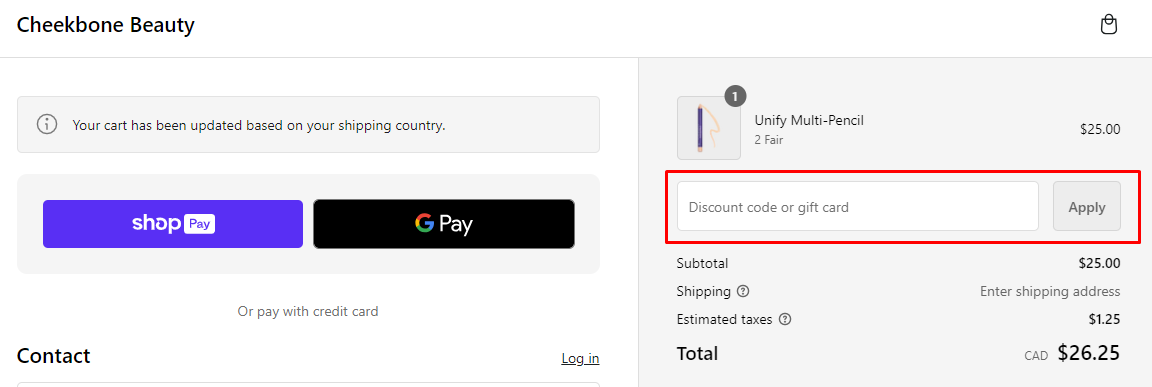 How do I use my Cheekbone Beauty coupon code?