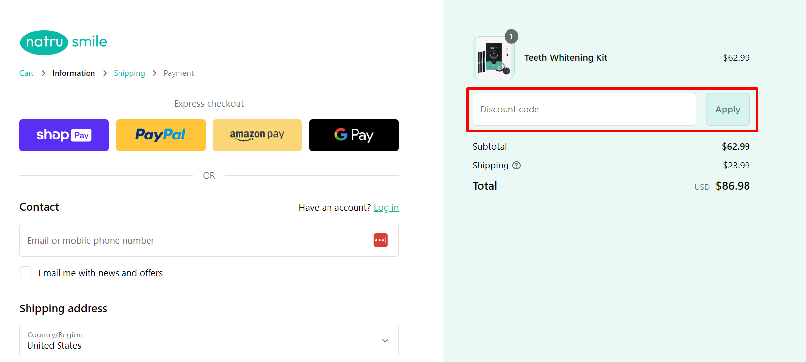 How do I use my NatruSmile discount code?