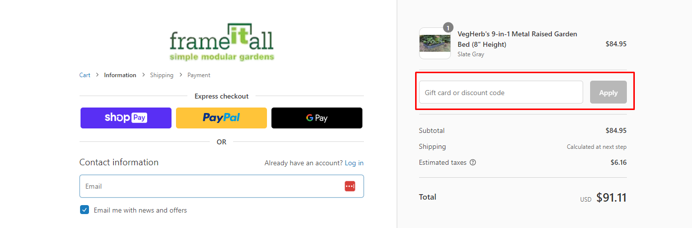 How do I use my Frame It All discount code?