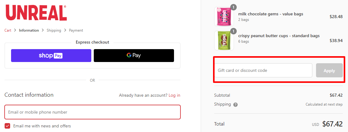 How do I use my Unreal discount code?